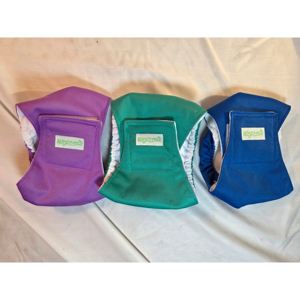 Wegreeco Male Dog Diapers Reusable Belly Bands 3 Pack Purple Green Blue Size XS
